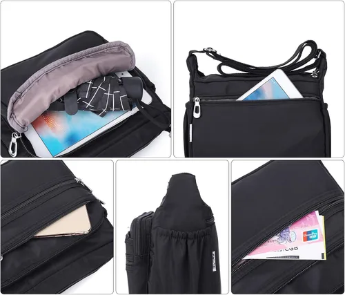 Vista 5 de Bolso bandolera impermeable para mujer, bolso bandolera de nailon, casual