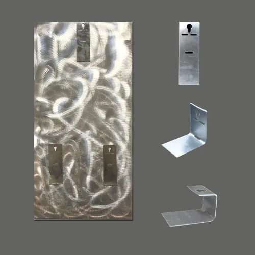 Vista 3 de BATRENDY ARTS Arte de pared de metal con ondas azules, escultura colgante en 3D, pintura de aluminio pulido a mano para sala de estar, dormitorio