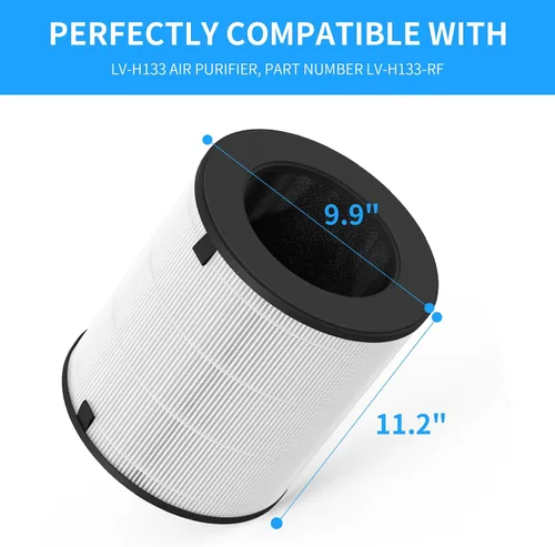 Vista 2 de Paquete de 1 filtro de repuesto LV-H133 compatible con purificador LV-H133, número de pieza LV-H133-RF, sistema de filtración 3 en 1