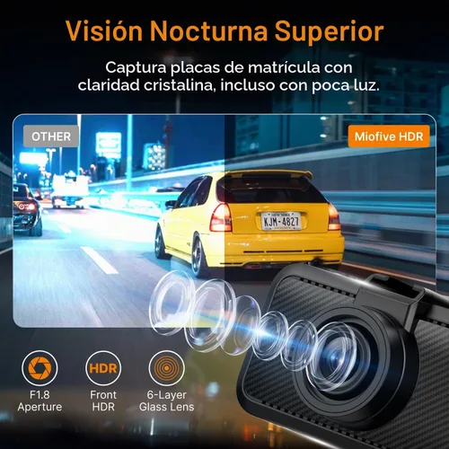 Vista 3 de Miofive - Cámara para auto de 4K de resolución, WiFi, Bluetooth, cámara de tablero con GPS, pantalla IPS de 3 pulgadas, visión nocturna, grabación