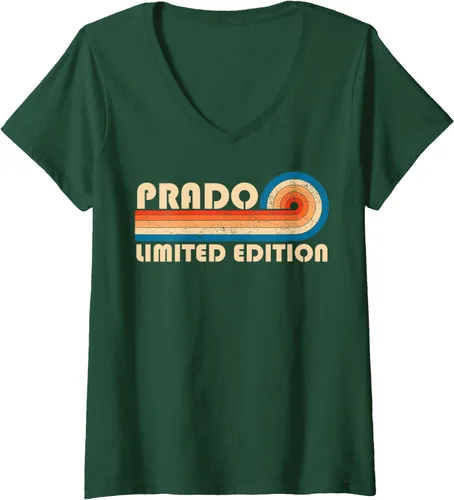 Vista 8 de Womens PRADO Surname Retro Vintage 80s 90s Birthday Reunion V-Neck T-Shirt