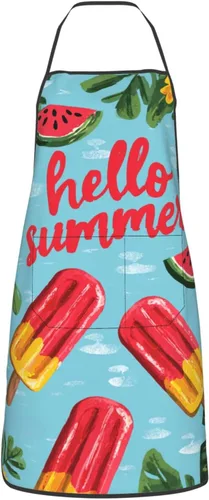 Vista 14 de Delantal impermeable floral arcoíris con bolsillos grandes para regalo de cocina
