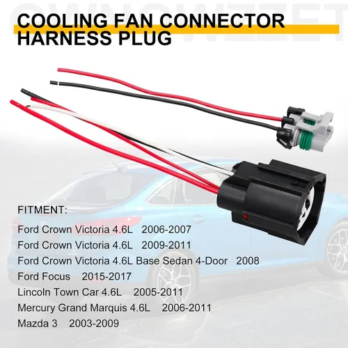 Vista 2 de Módulo de relé de control de ventilador de refrigeración Conector Arnés de cables 902-209 para Ford Crown Victoria Focus Lincoln Town Car Mercury