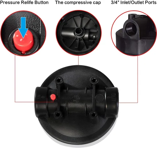 Vista 8 de Geekpure Sistema de filtro de agua para toda la casa de 10 pulgadas con 4 filtros de bloque de carbono, puerto de 4.5 x 10 pulgadas - 3/4 pulgadas