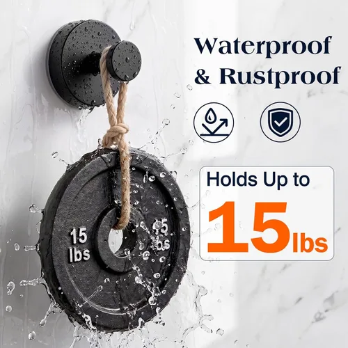 Vista 4 de Luxspire Gancho de ventosa para ducha, gancho de toalla resistente para Negro mate