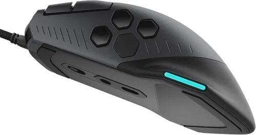 Vista 3 de Alienware Ratón para juegos 510M RGB AW510M sensor óptico de 16,000 DPI - Alienfx RGB - 10 botones - Rueda de desplazamiento ajustable - Botones