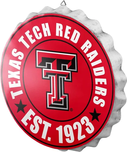 Vista 22 de foco Cartel de pared colgante con tapa de botella de metal con logotipo del equipo Texas A&M Aggies