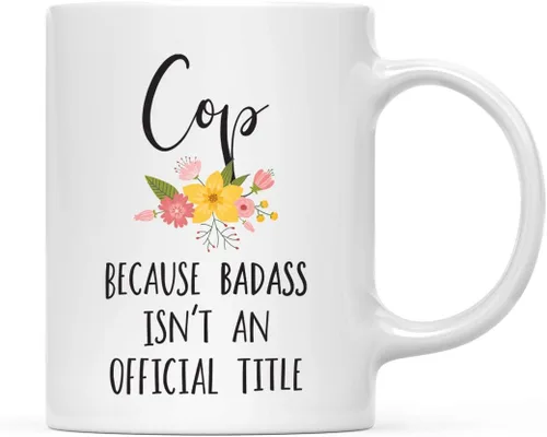 Vista 23 de Andaz Press Taza de café de 11 onzas, regalo de broma, tía porque Badass no es un título oficial, gráfico floral, 1 paquete