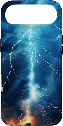 Vista 26 de iPhone 13 Pro Max Cool Blue Lightning Bolt Storm Funda de arte gráfico Wild Nature Sky