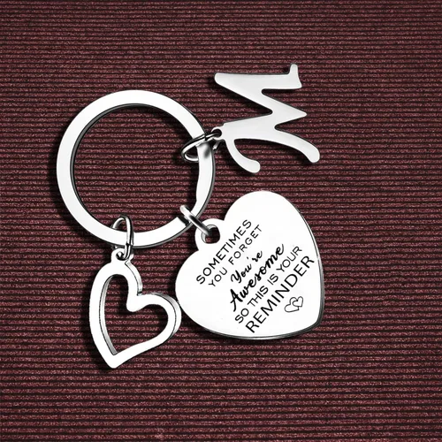 Vista 3 de Nfyxcaz Regalos inspiradores para mujeres, amigos, llavero con inicial de letra A-Z, llavero para niñas y niños, llavero del alfabeto
