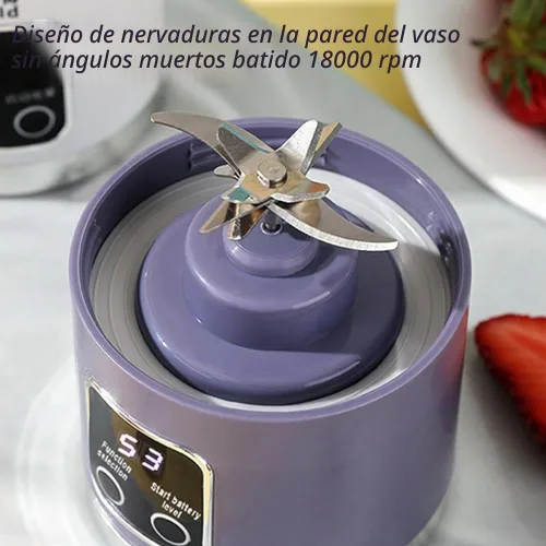 Vista 4 de Portable Blenders Bottles for Shakes and Smoothies, USB Rechargeable 1500mah Battery 3 Speed Cooking Machine with Display, 450ML Electric Juicer Cup