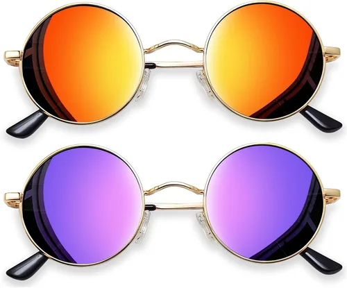 Vista 10 de Joopin Gafas de sol redondas pequeñas Hippie Circle Teashades Traje de protección UV Todo negro