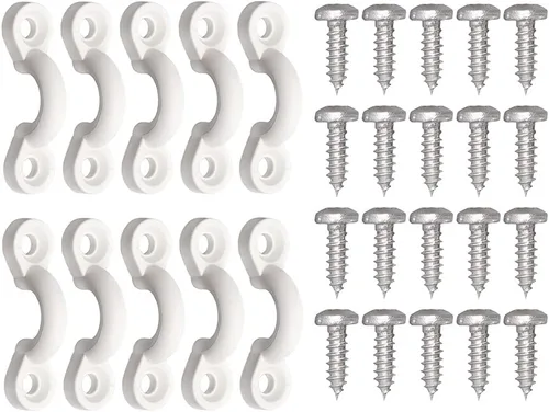 Vista 9 de Kit de 10 trabillas para kayak, kit de aparejo de cubierta de bucles de amarre para kayak, ojo de nailon y tornillos de acero inoxidable para canoa