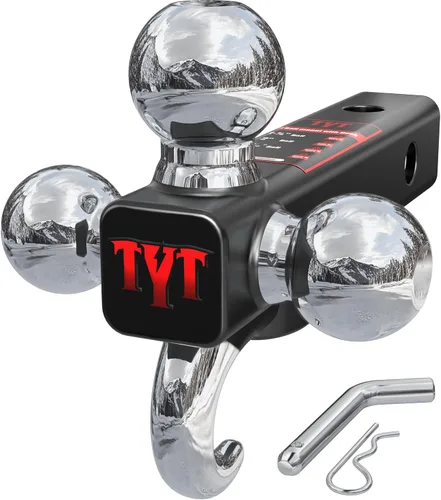 Vista 16 de TYT - Enganche de remolque ajustable de tres bolas para receptor de 2 pulgadas, caída/elevación de 4.5", bolas triples (1-7/8", 2", 2-5/16")