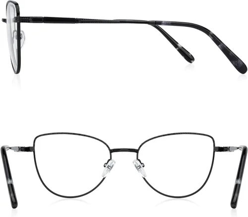 Vista 3 de RB. Pilot - Lentes de lectura retro de ojo de gato para mujer, con bloqueo de luz azul, lentes de computadora con bisagra de resorte