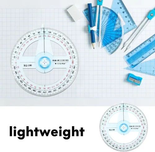 Vista 4 de iplusmile Transportador de 360 grados, paquete de 15, regla redonda de plástico con transportadores circulares de brazo oscilante para herramientas