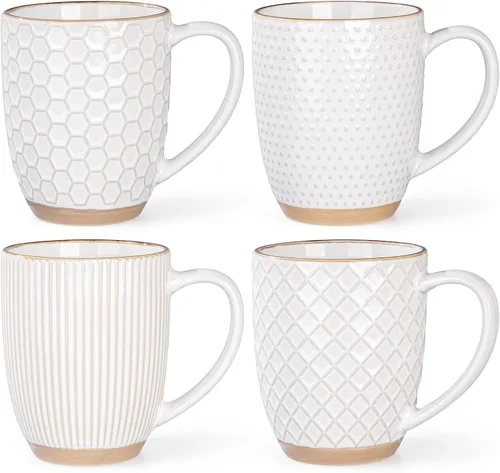 Vista 9 de GBhome - Juego de 4 tazas de café grandes hechas a mano de 16 onzas