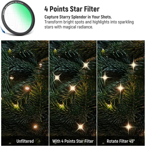 Vista 5 de NEEWER - Juego de filtros magnéticos para teléfono de 2.047 in, anillo adaptador + estrella de 4 puntos + CPL + filtro de difusión negro de 1/4