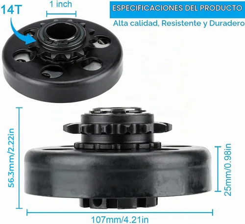 Vista 2 de Embrague Go Kart de 1 pulgada con 14 dientes con cadena #40/41/420 de 4