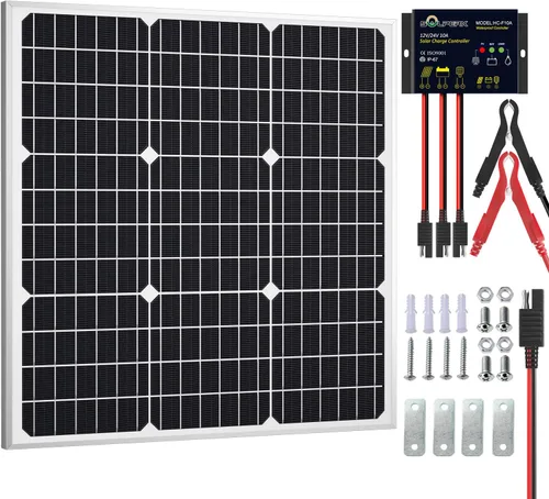 Vista 11 de SOLPERK Kit de panel solar de 10 W 12 V, cargador de batería solar impermeable + controlador MPPT inteligente + soporte de montaje ajustable