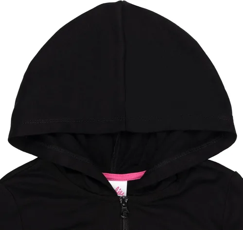 Vista 4 de Barbie Sudadera con capucha y cremallera de felpa francesa para niñas pequeñas y grandes Negro