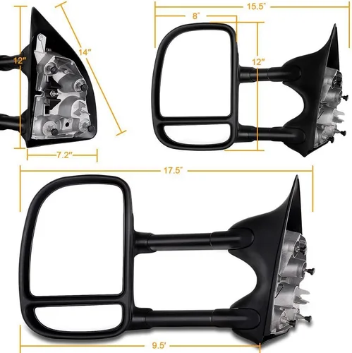 Vista 4 de Scitoo Par de espejos laterales para el 99 – 07 ford F250 F350. Negros, vista telescópica, 61095 – 96f