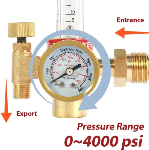 Vista 8 de HTP Argon CO2 Mig Tig Medidor de flujo 0-4000 PSI regulador de nitrógeno medidor de flujo 10-60CFH Regulador de argón ajustable Medidor de flujo