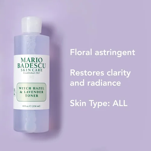 Vista 2 de Mario Badescu Tónico facial de hamamelis sin alcohol para piel envejecida, infundido con lavanda/agua de rosas y aloe vera, tónico facial para piel
