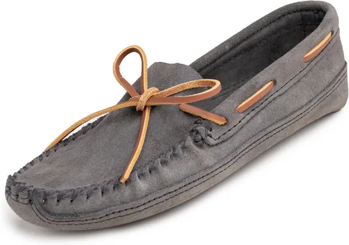 Vista 11 de Minnetonka Suela de cuero suave de doble fondo para hombre Marrón Ruff