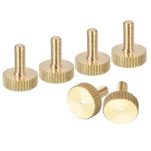 Vista 17 de uxcell Tornillos moleteados M3x4mm, 4 piezas de cabeza moleteada plana totalmente roscados, tornillos de latón para pulgar, pernos de agarre Fully