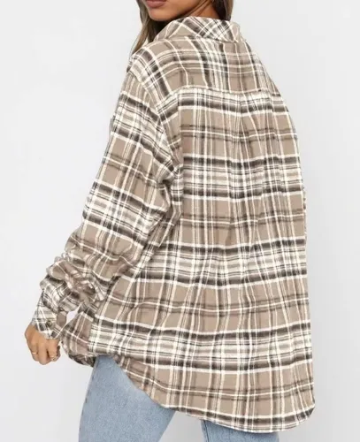 Vista 3 de Lacozy Camisa de franela a cuadros de búfalo para mujer, blusas de manga larga con cuello y botones