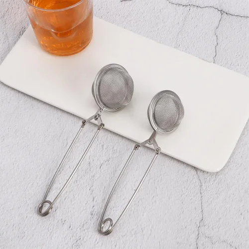 Vista 7 de Colador de té de malla de acero inoxidable con asa, filtro de metal, bola de filtro de té, café, hierba, especias, difusor de té (1 unidad, pequeña)