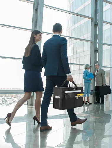 Vista 2 de Qozary Paquete de 2 Cajas Organizadoras de Carpetas de Archivos - Bolsa Portátil para Archivos Colgantes con Tapas, Caja Organizadora de Archivos