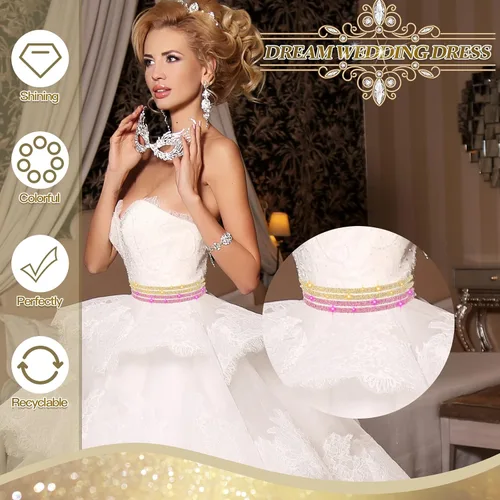 Vista 6 de Meanplan 15 rollos de tiras de cinta autoadhesivas con diamantes de imitación de cristal, brillantes, brillantes, colores mezclados, rollo de cinta