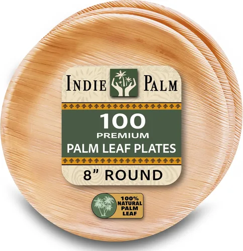 Vista 18 de Indie Palm Platos desechables de hoja de palma, paquete de 50 unidades, cuadrados de 8 pulgadas, resistentes, 100% compostables y biodegradables