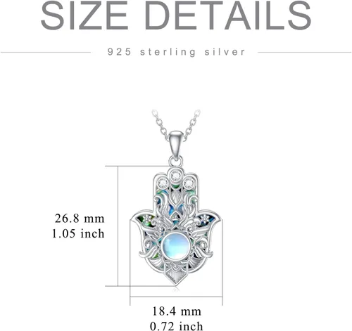 Vista 3 de PROESS Collar Hamsa de plata de ley 925 para mujeres y hombres, protector de amuleto, joyería de regalo