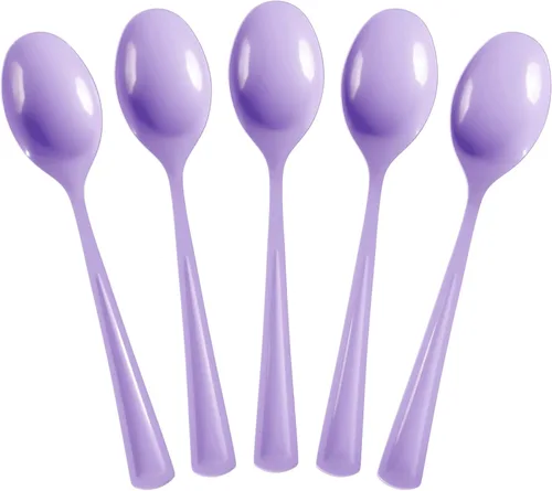 Vista 24 de Party Solids Cucharas de plástico negras, 100 piezas, cucharas negras, utensilios desechables, juego de cubiertos de plástico resistente