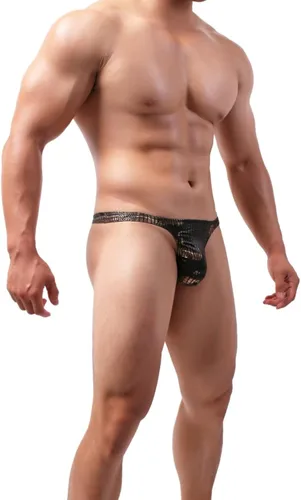 Vista 4 de MuscleMate 2022 Hot - Tanga para hombre, tanga brillante adornada con purpurina, ropa interior para hombre