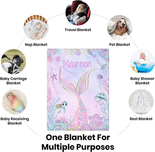 Vista 7 de Manta de bebé personalizada para niñas y niños, manta de bebé personalizada con nombre, mantas personalizadas con nombre para niños, manta de Linda