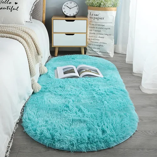 Vista 16 de ZZenSmot Alfombra ovalada y esponjosa, alfombra de noche de felpa suave, color liso, para dormitorio, sala de estar, color rosa, 63 x 24 pulgadas