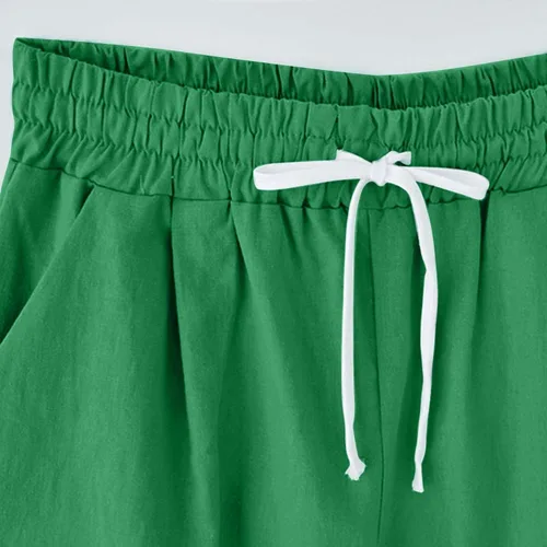 Vista 45 de Pantalones cortos sólidos con control de barriga, casuales, con cordón, cómodos, para mujer, pantalones cortos ligeros de verano para correr 2023