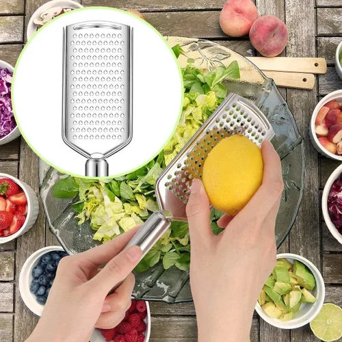 Vista 8 de Rallador de queso de mano, rallador de queso de acero inoxidable, ralladores de limón, pelador de verduras de cocina, rallador de alimentos