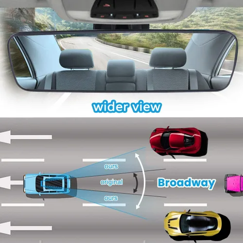 Vista 6 de Wontolf Espejo retrovisor universal con ventosa - Espejo interior antirreflejos para automóvil, camión, SUV y barcos - 9.76 pulgadas (9.764 in)
