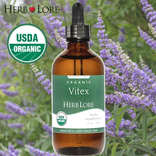 Vista 3 de Herb Lore Vitex Tincture - Suplemento orgánico de extracto de casteberry USDA para mujeres, suplemento de árbol casto sin alcohol, gotas veganas