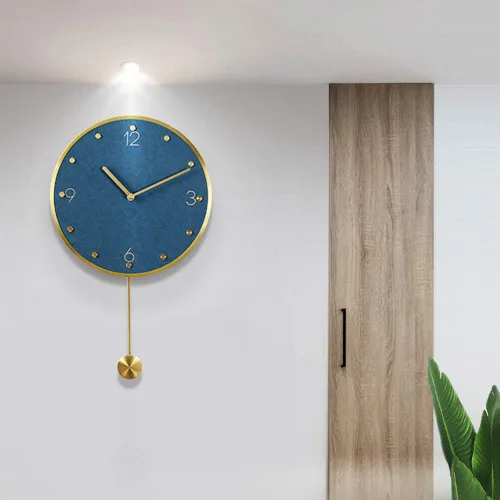 Vista 3 de Reloj de pared de péndulo moderno, reloj de pared grande para sala de estar, funciona con pilas, reloj de pared de péndulo silencioso para el hogar