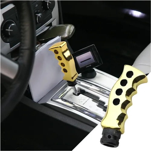 Vista 10 de Pomo de palanca de cambios para automóvil, agarre de transmisión manual y automática con mango tipo cuchillo con tornillos adaptadores y llave Negro