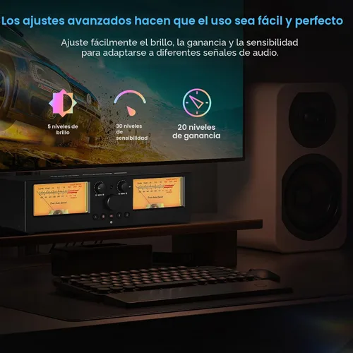 Vista 6 de Douk Audio VU3 PRO Medidor VU Analógico Dual, Interruptor de Amplificador de 2 Vías, Selector de Altavoces, Caja Conmutadora de Audio