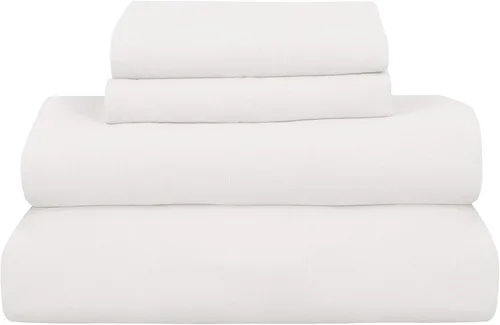 Vista 2 de ROYALE LINENS Soft Home - Juego de sábanas de percal cepillado ultrasuave, 100% algodón, 4 piezas, tamaño Queen, color blanco