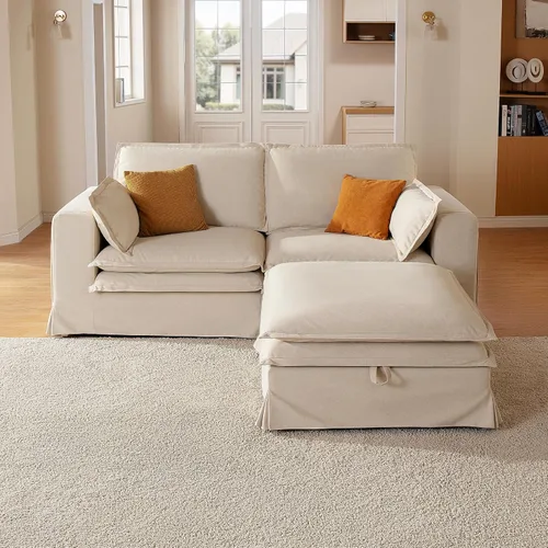 Vista 9 de Sofá modular lavable de gran tamaño de 89 pulgadas, sofá nube con funda totalmente extraíble, sofás seccionales para sala de estar, tela