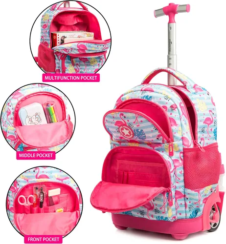 Vista 3 de MOHCO Mochila con ruedas de 16 pulgadas para niños y niñas